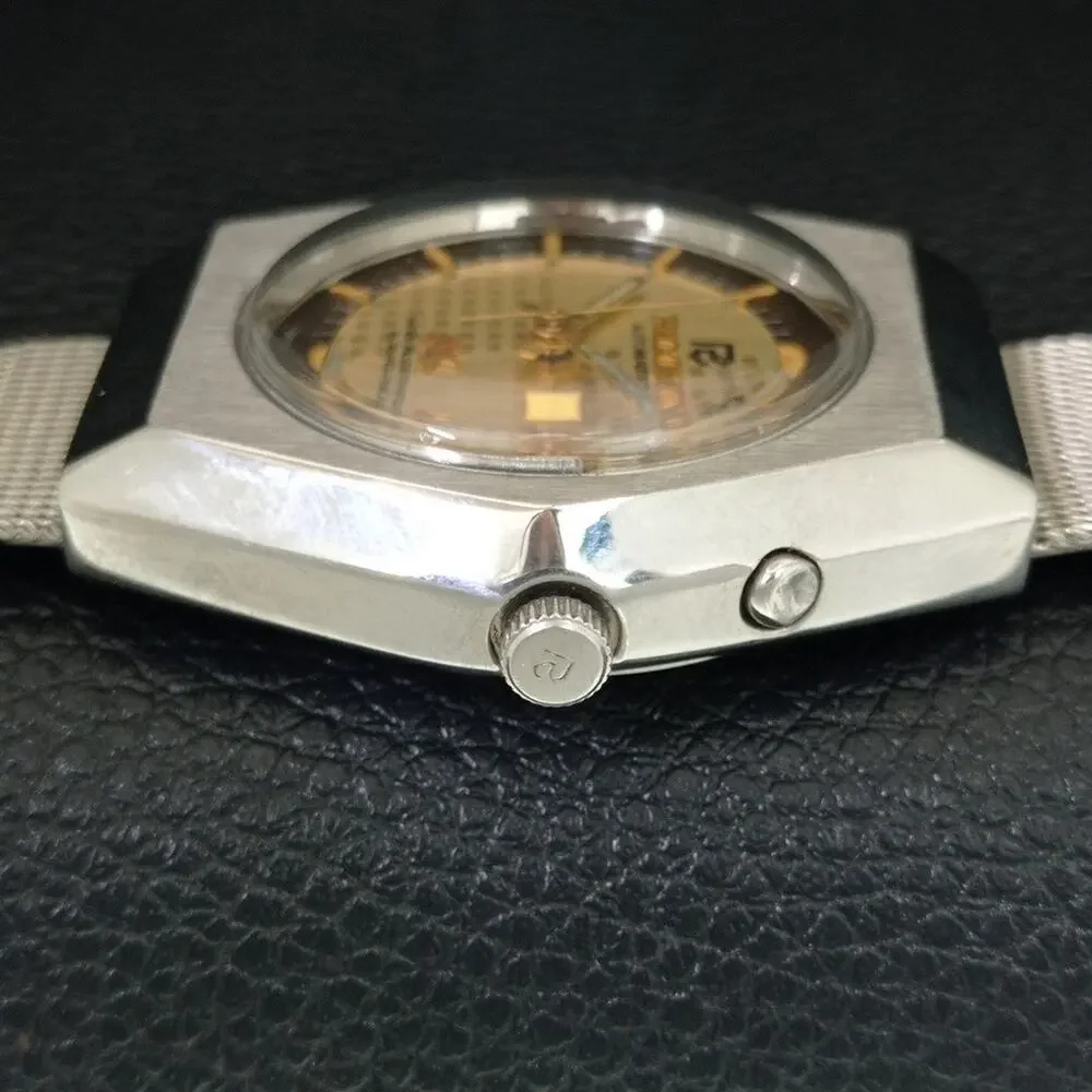 Vintage 1984 Ricoh Automatic Mens Silver Watch W/daydate & Gold accents